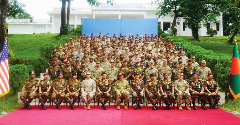 টাইগার লাইটনিং-২০২৫ সামরিক মহড়ায় অংশগ্রহণকারী সেনা সদস্যরা